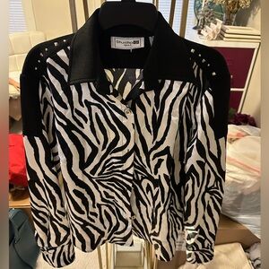 Studio G Sport Black and White Zebra Print Top